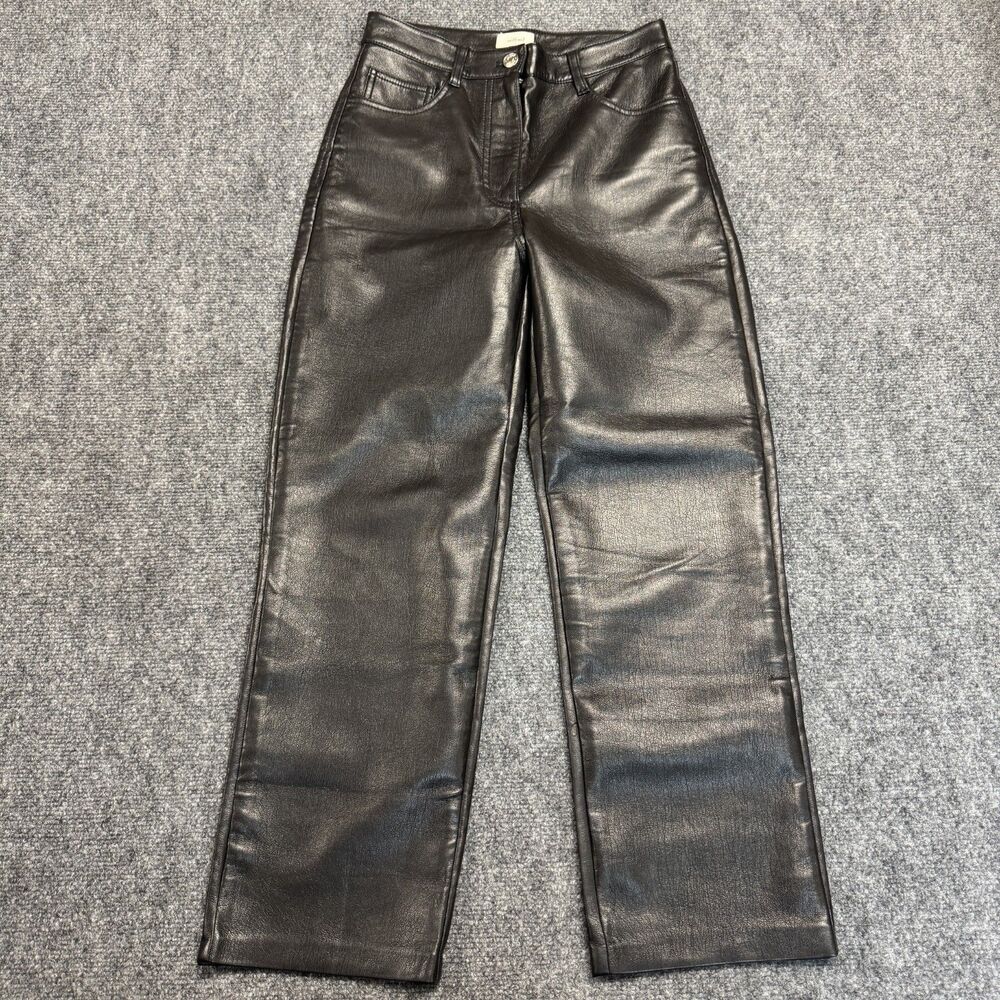 Aritzia Wilfred The Melina Pant High Waisted Vegan Leather Black Women's Size 2